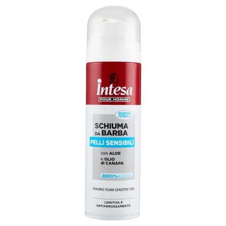 Intesa Pour Homme Schiuma da Barba Pelli Sensibili con Aloe e Olio di Canapa 300 mL